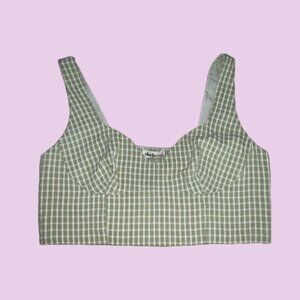 Elodie Checkered Green Crop Top NWT